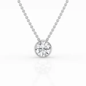 1 ct Round Lab Diamond Centre Stone Bezel Pendant by Mercury Rings