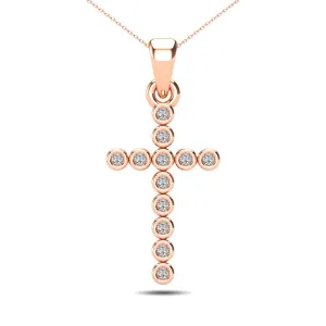 10K Rose Gold 1/20 Ct.Tw. Diamond Accent Croos Pendant