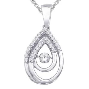 10K White Gold 0.19ctw Double Teardrop diamond pendant