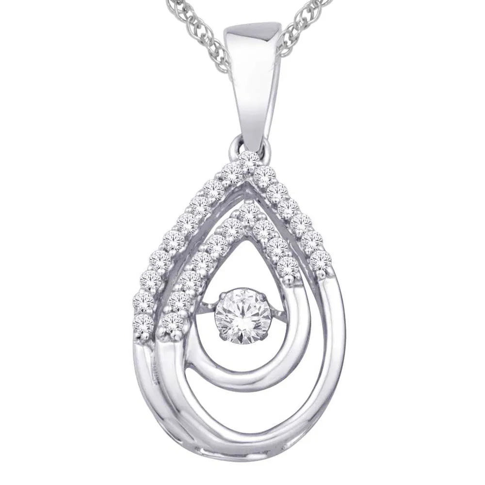 10K White Gold 0.19ctw Double Teardrop diamond pendant