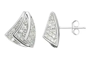 14/25 Carat White Gold Triangular Diamond Earrings