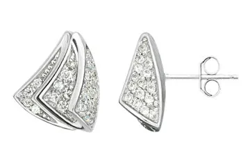 14/25 Carat White Gold Triangular Diamond Earrings