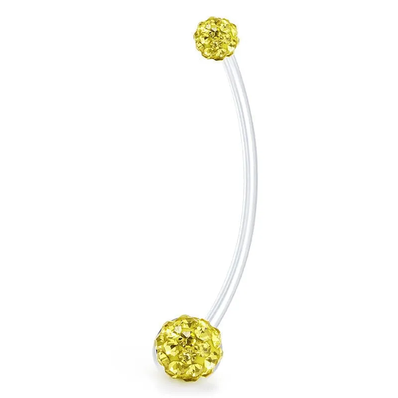 14G Double Disco Balls AB Rainbow Gold Pregnancy Belly Rings 25MM 38MM Available