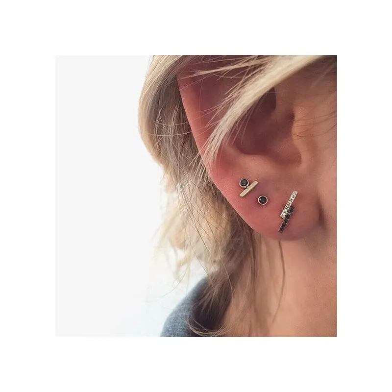 14k Gold Black Diamond Studs