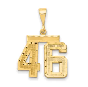 14K Gold Diamond-Cut Number 46 Charm with Polished Finish Medium