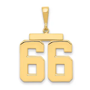14K Gold Large Polished Number 66 Charm  Elegant Themed Design
