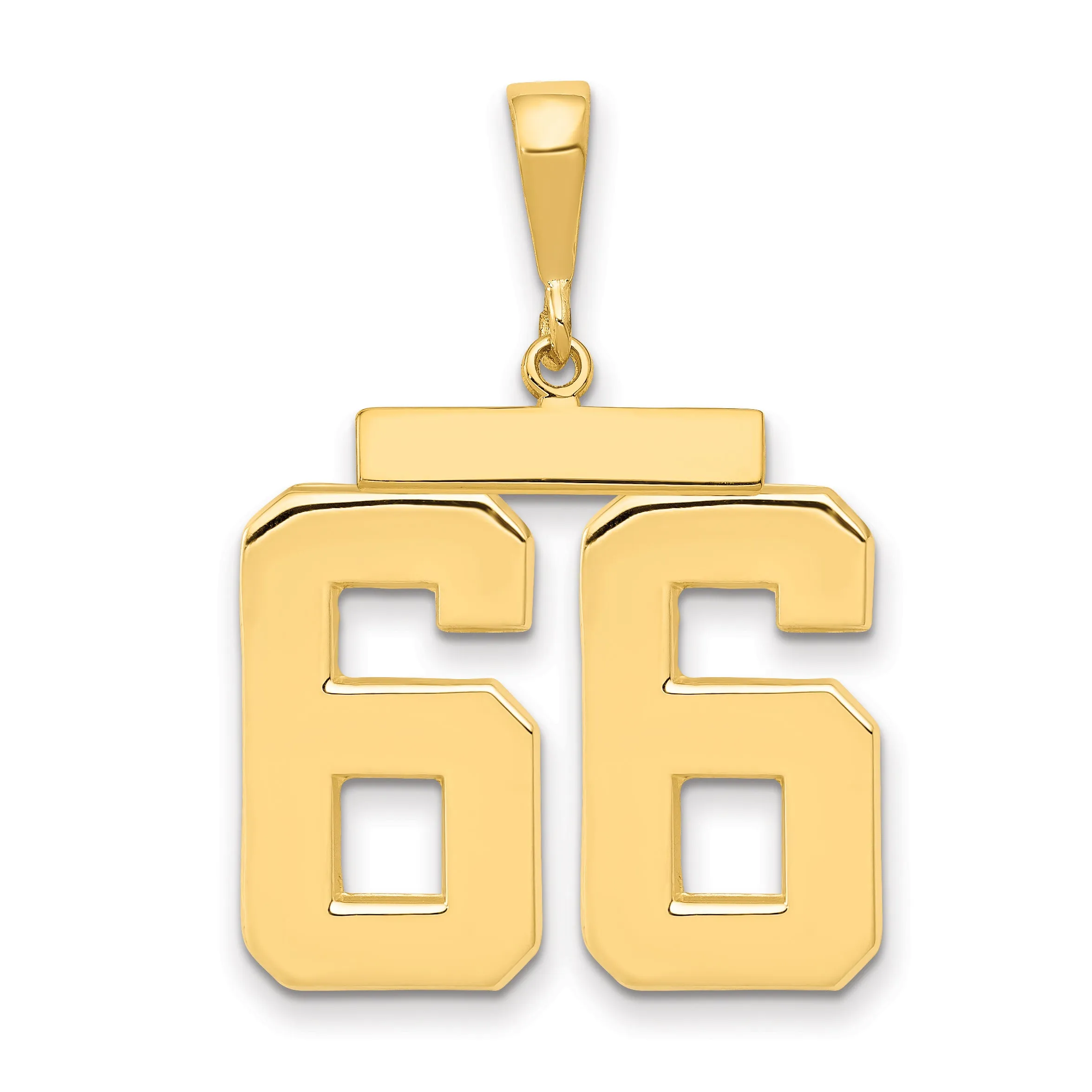 14K Gold Large Polished Number 66 Charm  Elegant Themed Design