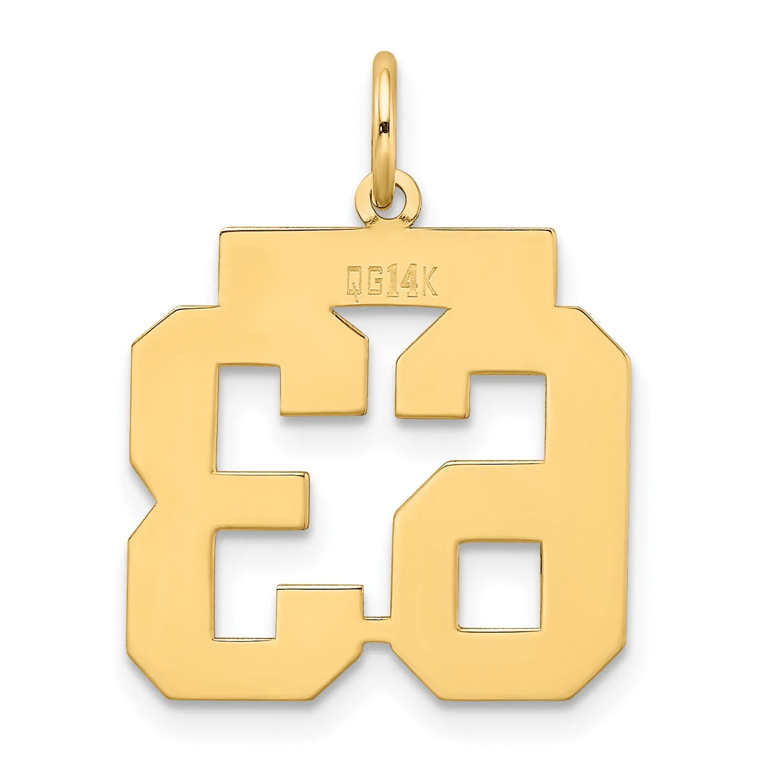 14K Gold Medium Satin Number 63 Charm with Brushed Finish
