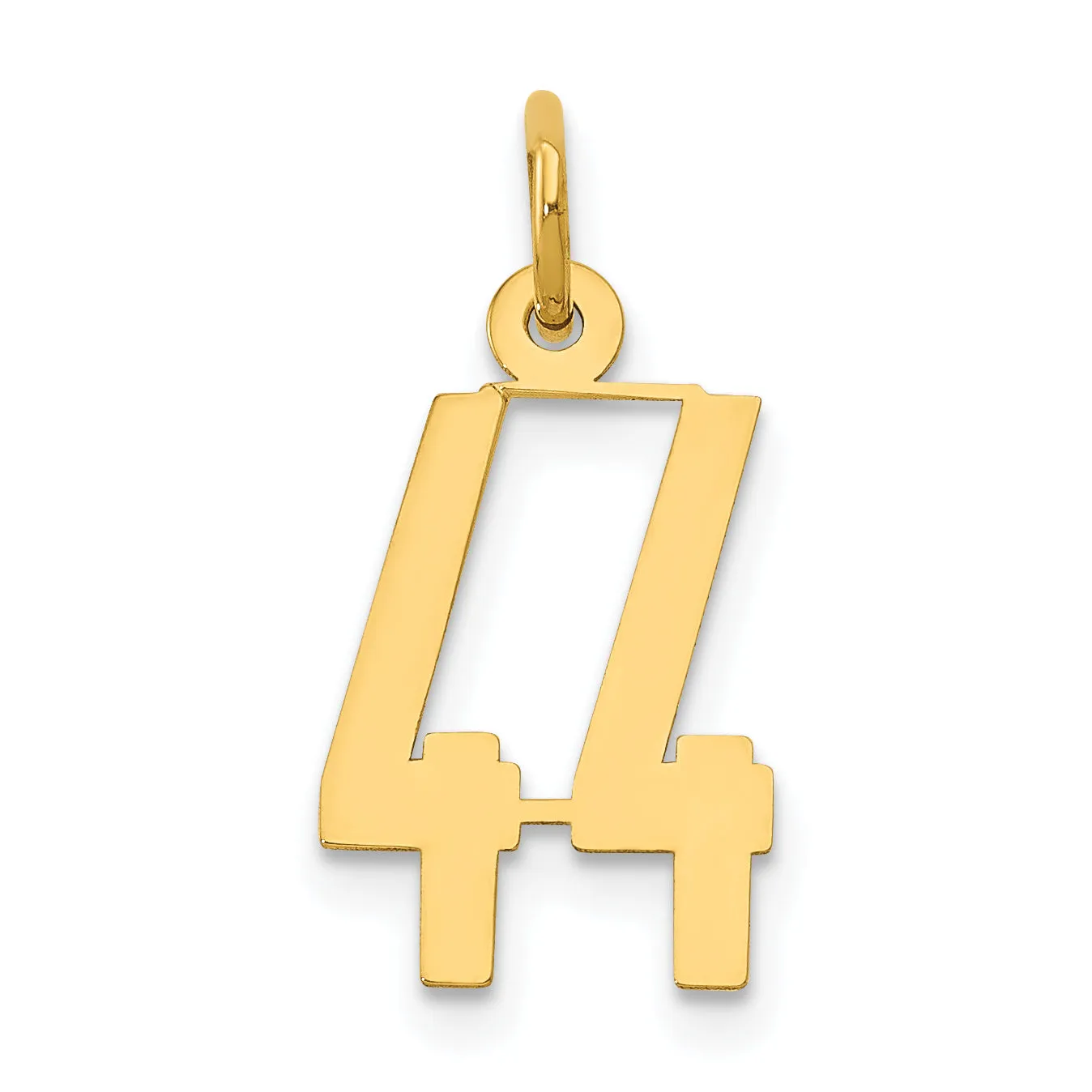 14K Gold Polished Elongated 44 Charm Pendant  Small, Laser-Cut, Elegant Design