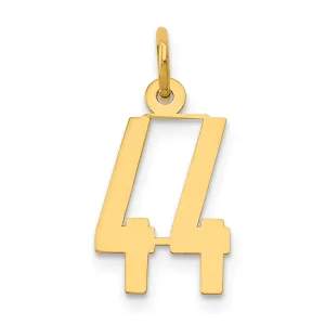14K Gold Polished Elongated 44 Charm Pendant  Small, Laser-Cut, Elegant Design