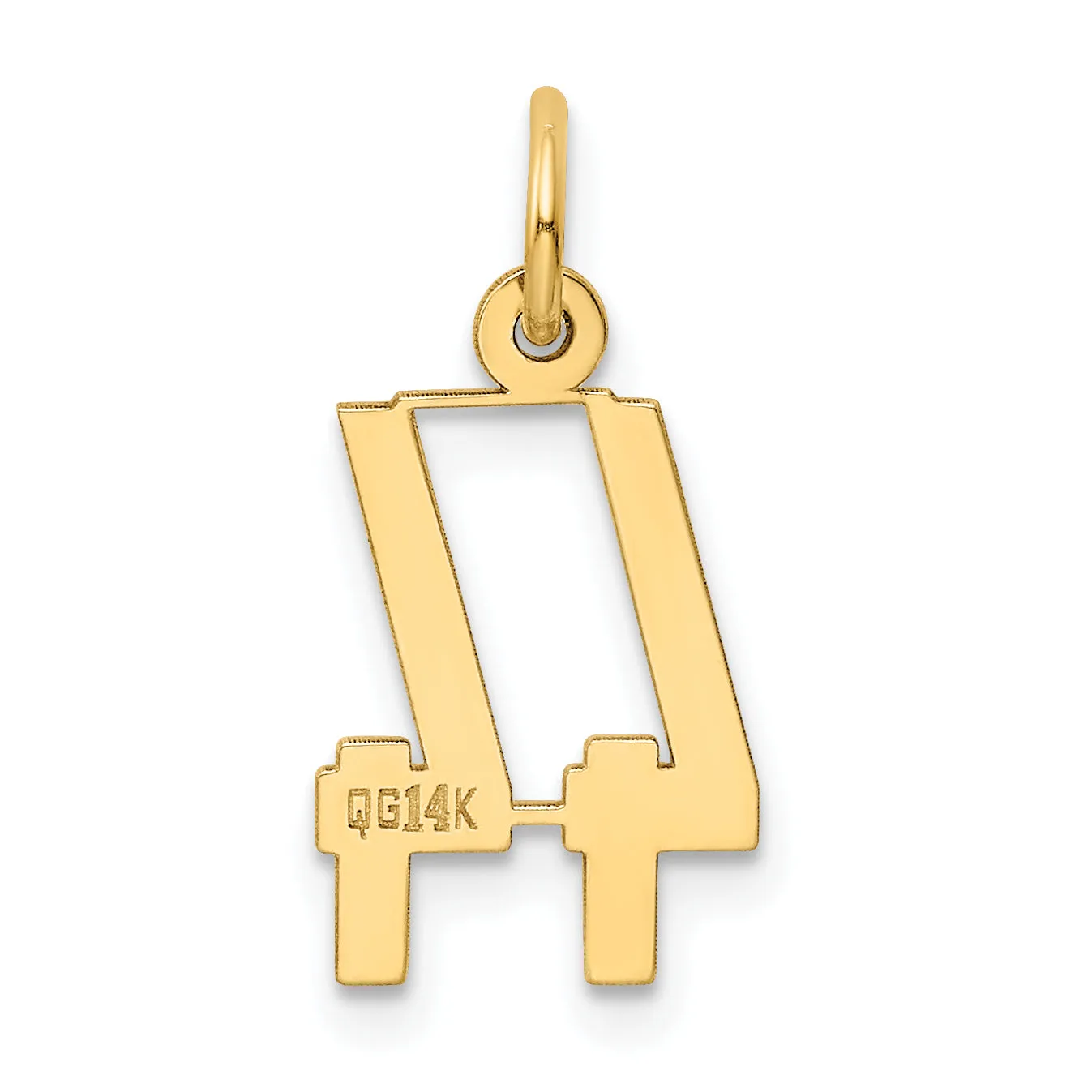14K Gold Polished Elongated 44 Charm Pendant  Small, Laser-Cut, Elegant Design