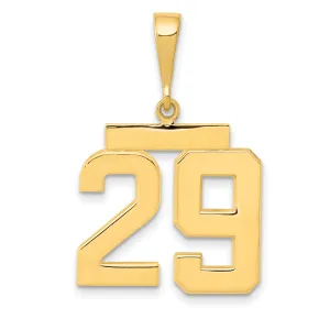 14K Gold Polished Number 29 Charm in Elegant Medium Size