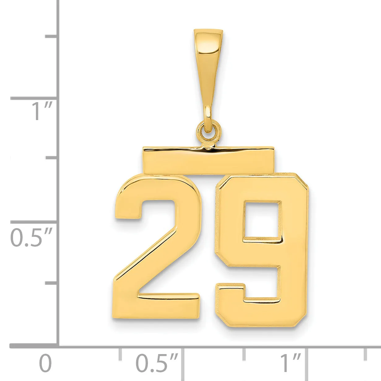 14K Gold Polished Number 29 Charm in Elegant Medium Size
