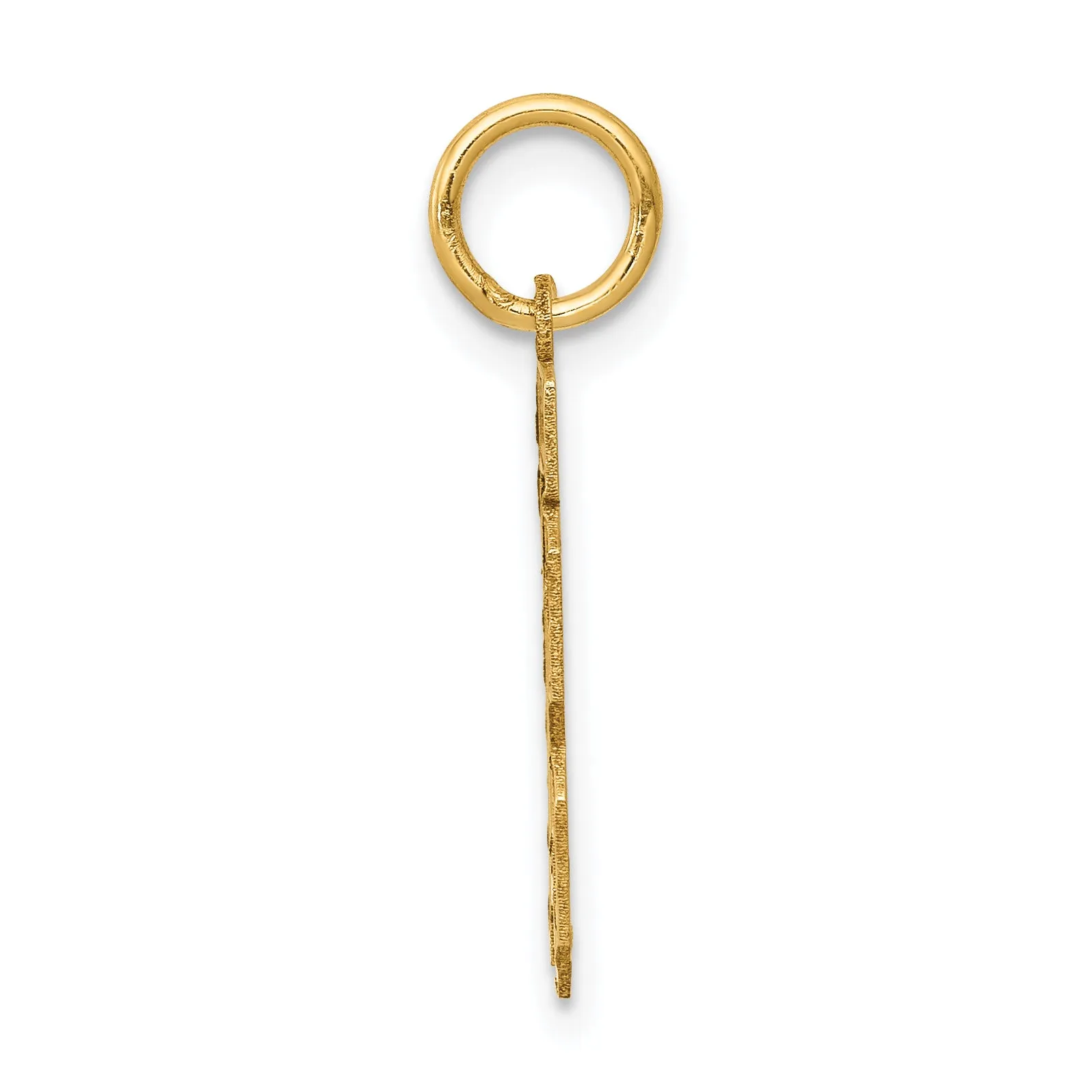 14K Gold Satin Number 13 Charm with Brushed Finish  Small and Elegant