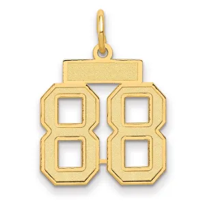 14K Gold Satin Number 88 Charm with Brushed Finish  Small & Elegant