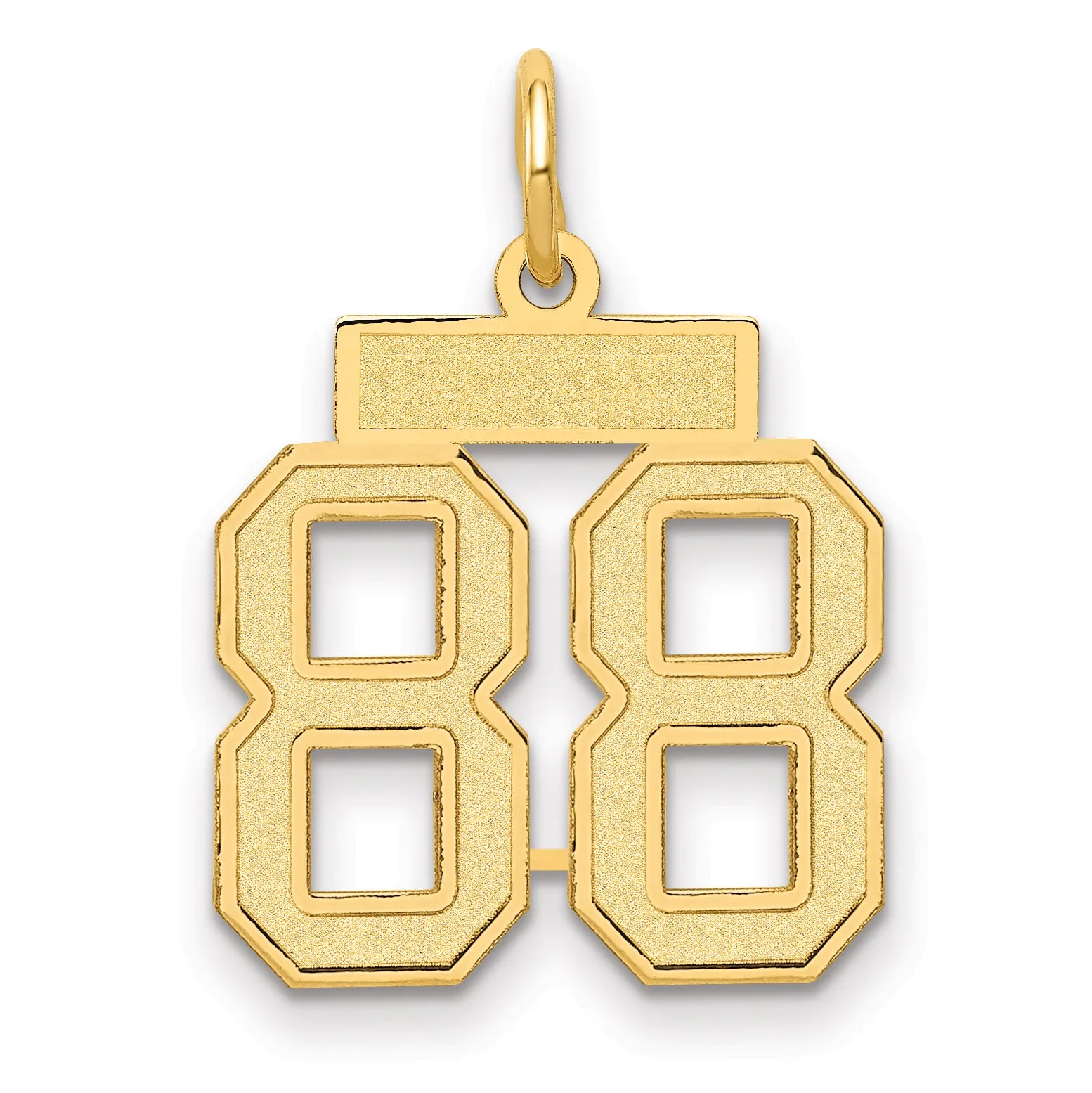 14K Gold Satin Number 88 Charm with Brushed Finish  Small & Elegant
