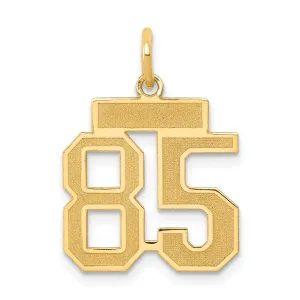 14K Gold Small Satin Number 85 Charm  Brushed Finish, Laser-Cut Design