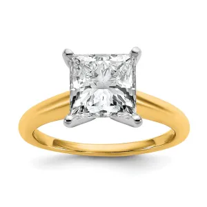 14k Two-tone 3 Ct Princess Lab Grown Diamond Solitare Engagement Ring