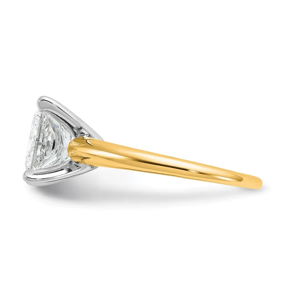 14k Two-tone 3 Ct Princess Lab Grown Diamond Solitare Engagement Ring