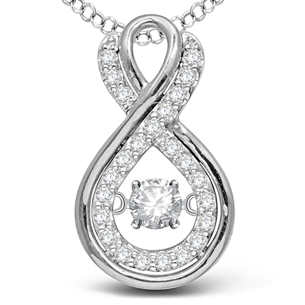 14K White Gold 0.20 Ct. Tw. Dancing Diamond Infinity Pendant