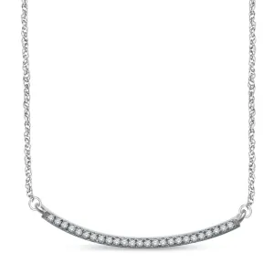 14K White Gold 1/6 Ct.Tw. Modern Diamond Smile Necklace