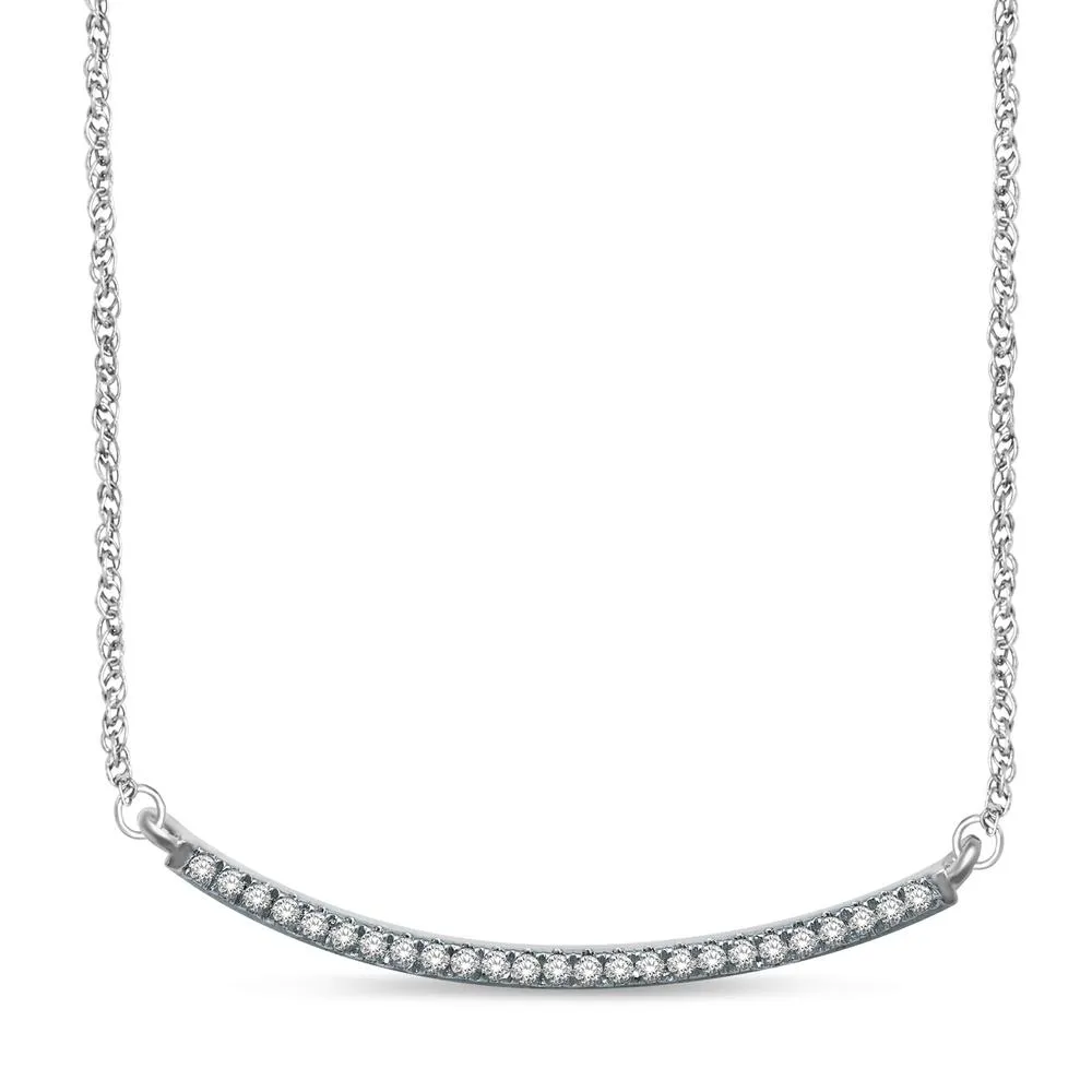 14K White Gold 1/6 Ct.Tw. Modern Diamond Smile Necklace