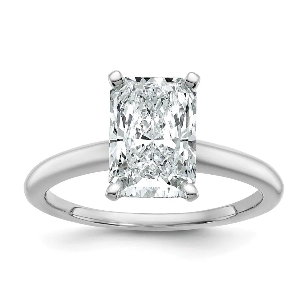 14k White Gold 2 1/2 Ct Lab Grown Diamond Solitare Engagement Ring