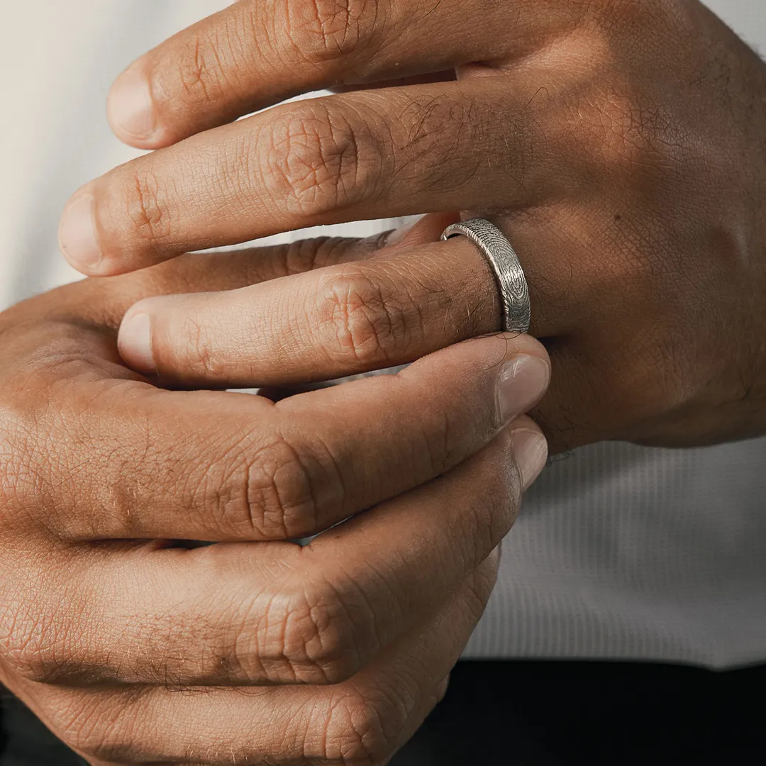 14kt White Gold Fingerprint Band Ring (for him)