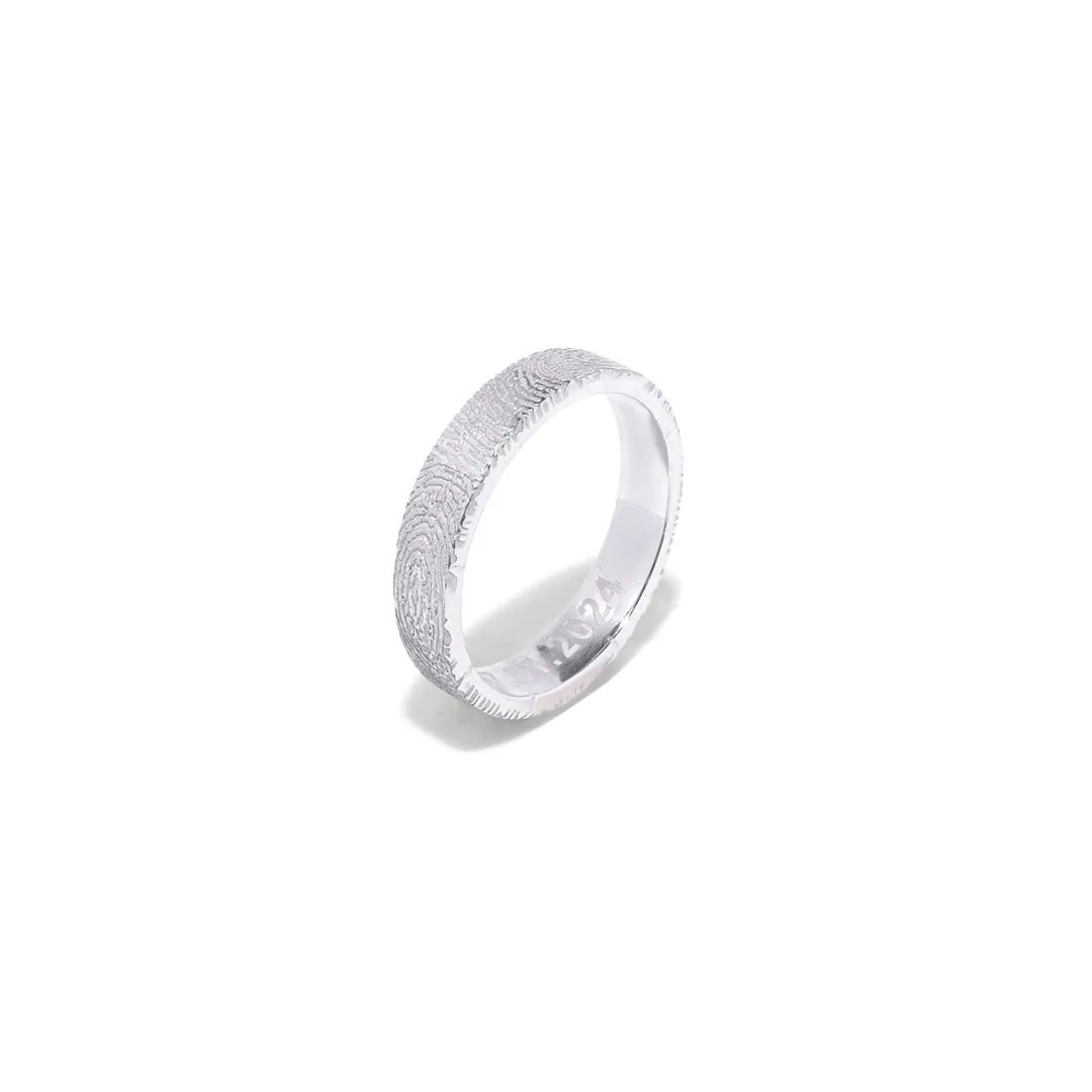 14kt White Gold Fingerprint Band Ring (for him)