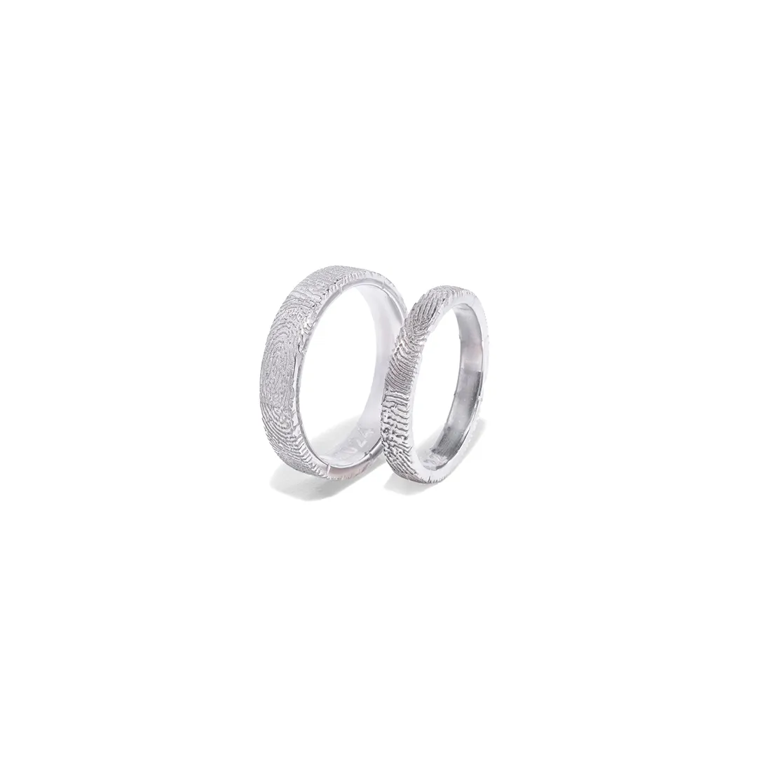 14kt White Gold Fingerprint Band Ring (for him)