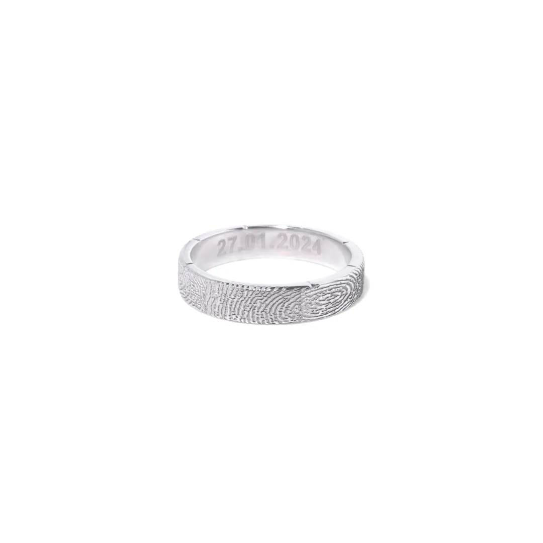 14kt White Gold Fingerprint Band Ring (for him)