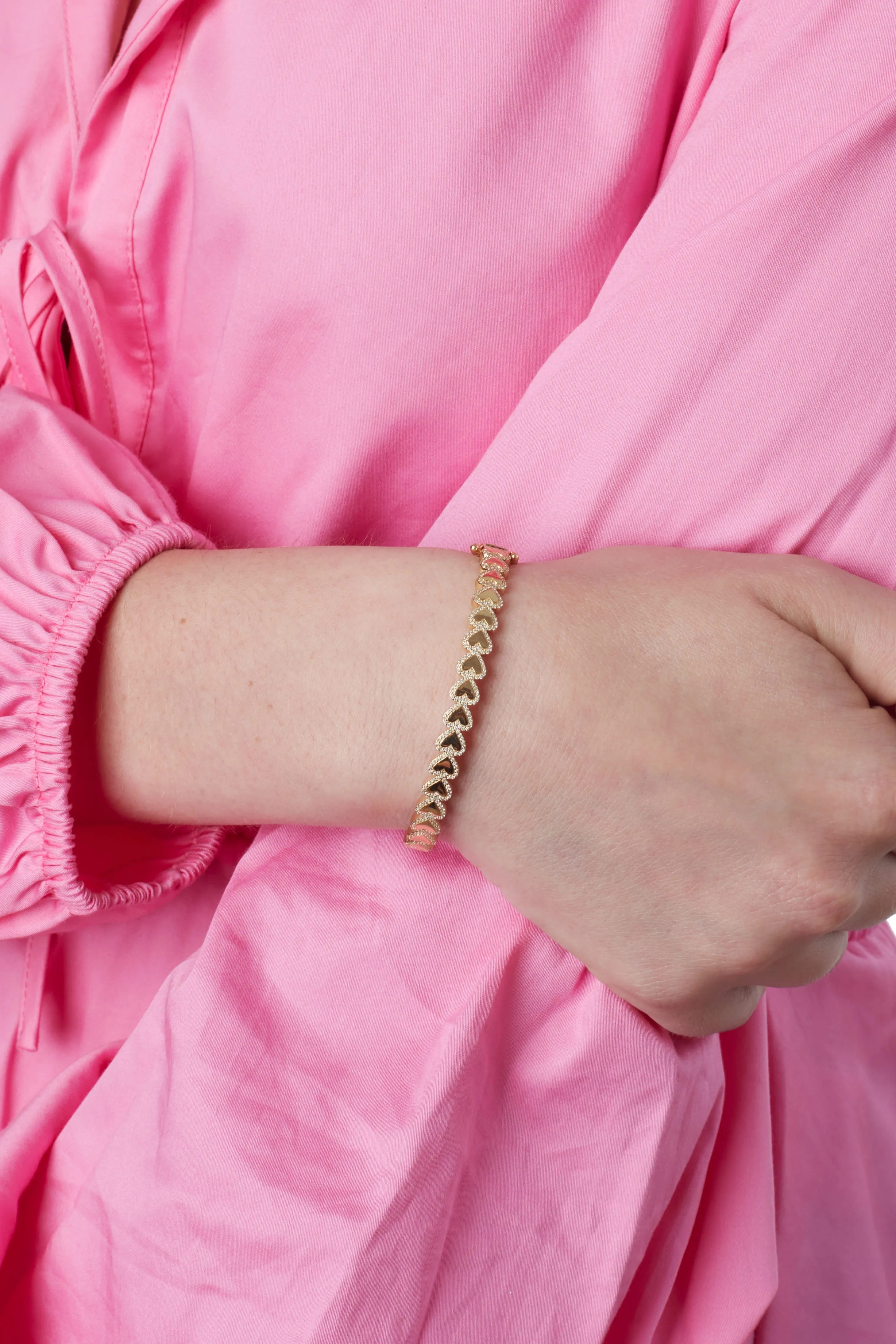 14KY Heart Bangle with Pave Edge