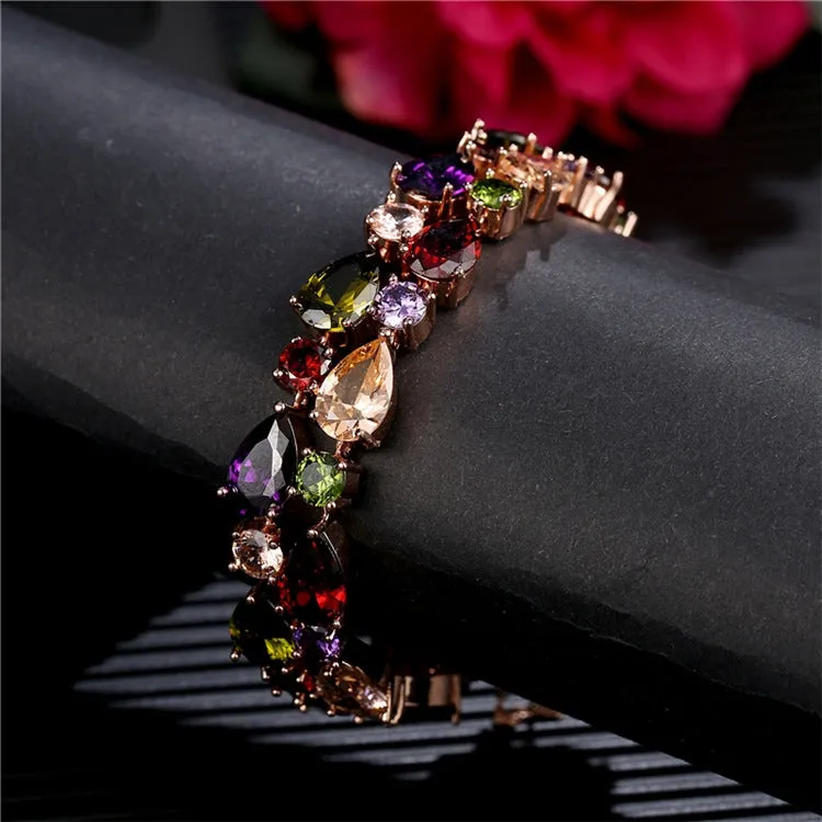 18cm Fashion Mona Lisa Rose Gold Colorful Zircon Bead Bracelets, 18cm