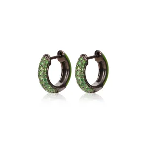 18k Enamel Tsavorite Huggies