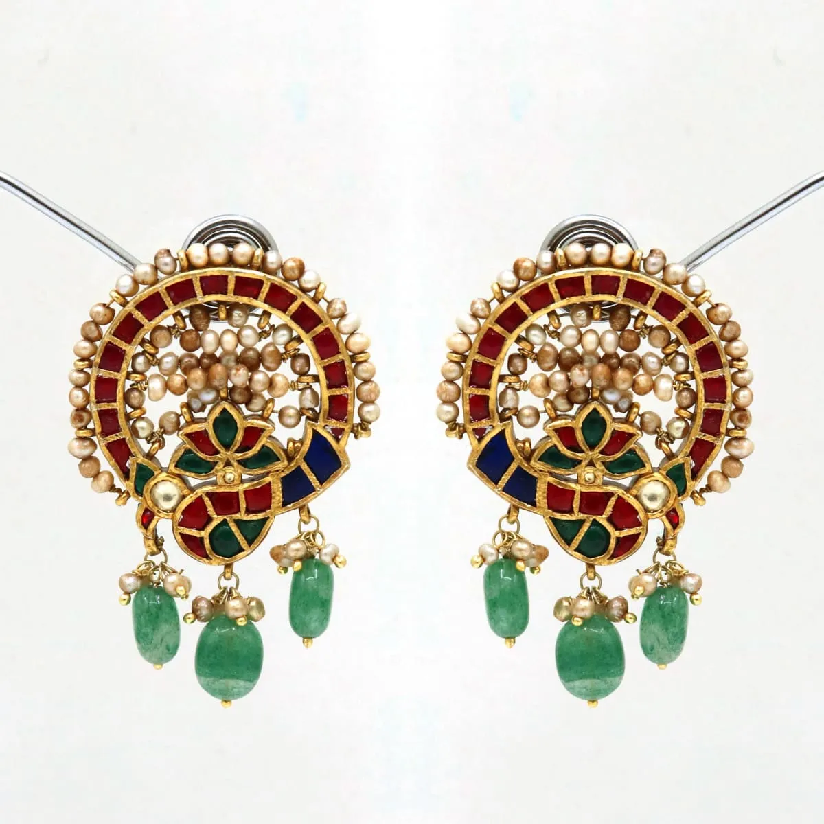 18k gold plated silver earring, 925 silver earring with multi color stone