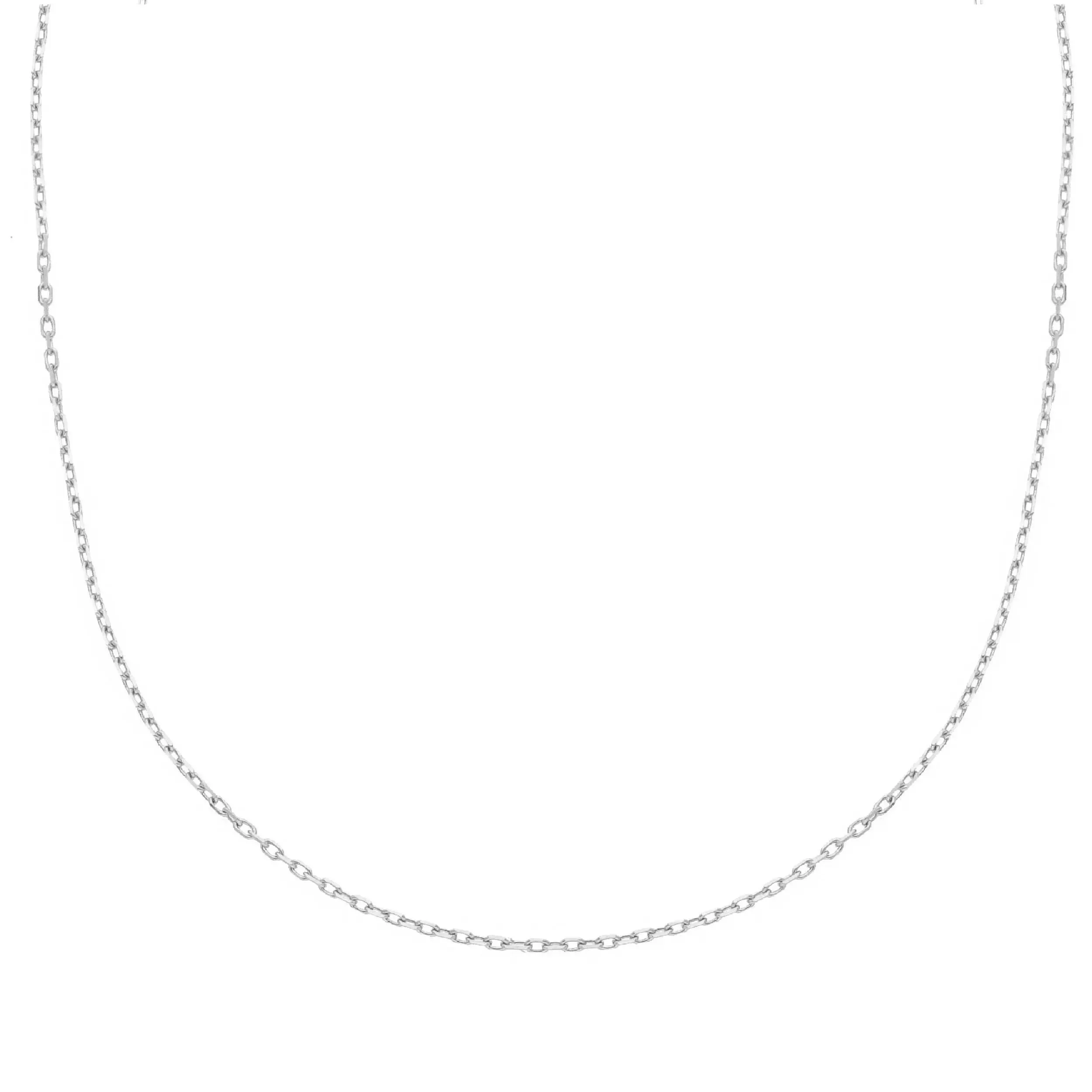 18k Solid White Gold Thin Cable Chain Pendant 0.54mm Wide
