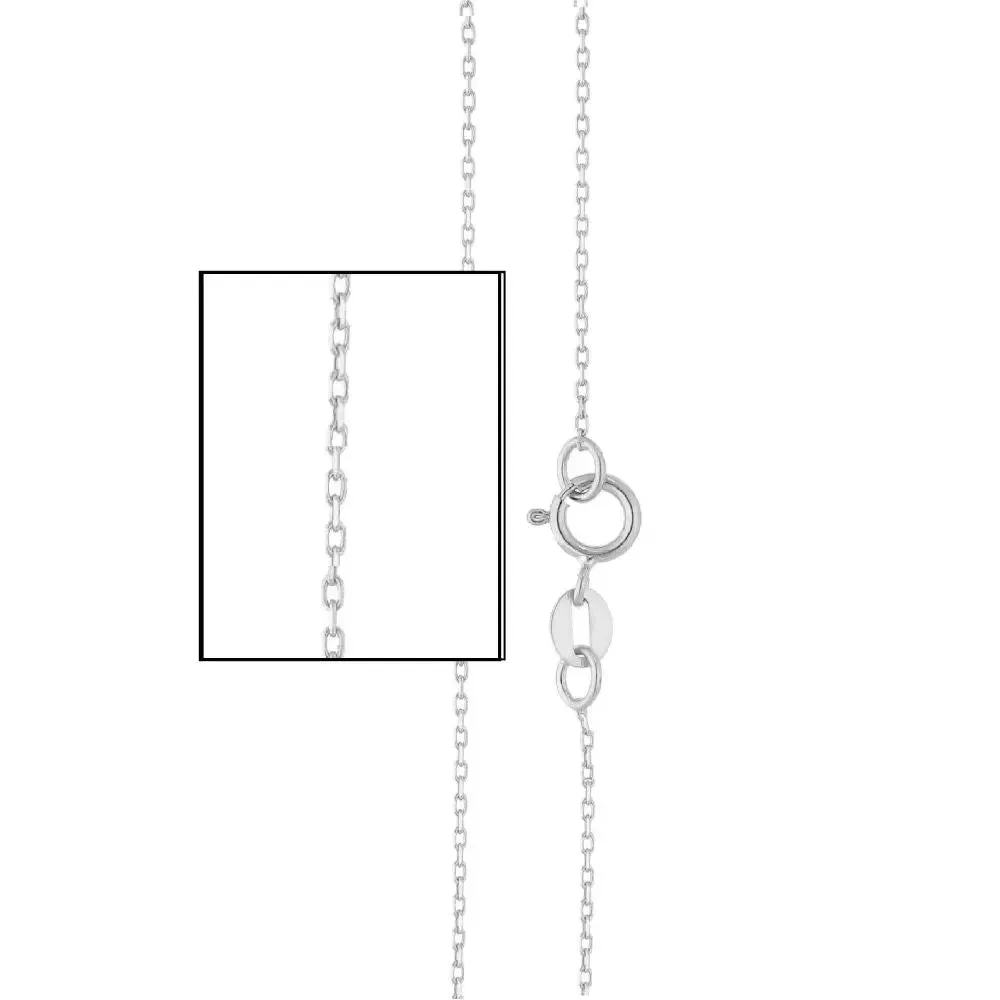 18k Solid White Gold Thin Cable Chain Pendant 0.54mm Wide