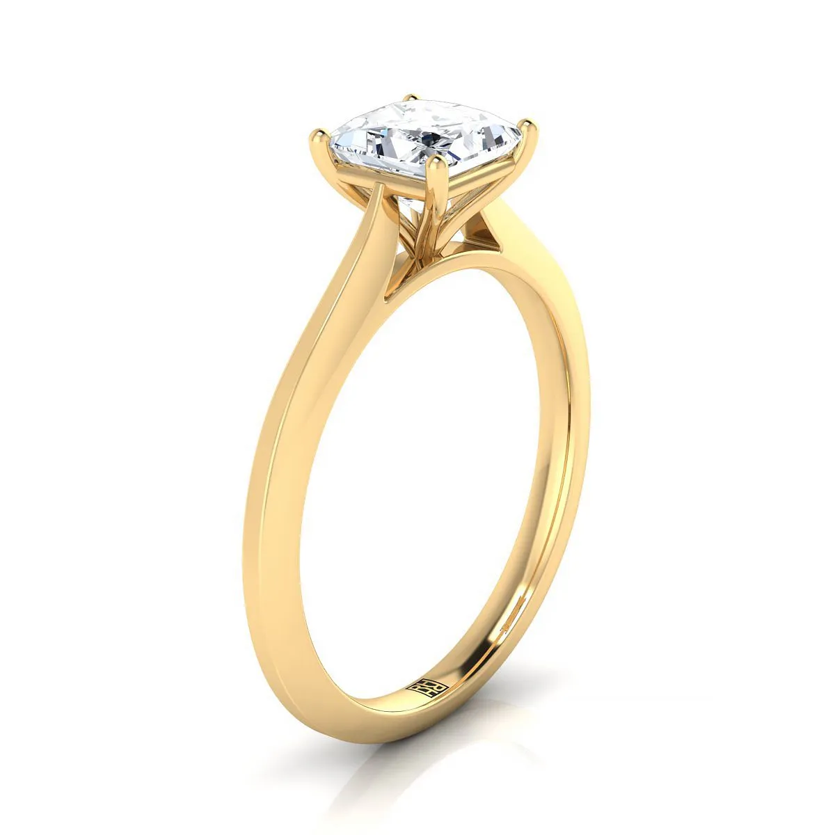 18K Yellow Gold Princess Cut  Timeless Solitaire Comfort Fit Engagement Ring