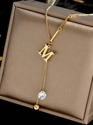 1pc Stainless Steel Letter Pendant Titanium Steel Women's Clavicle Chain With Unique Designer Style