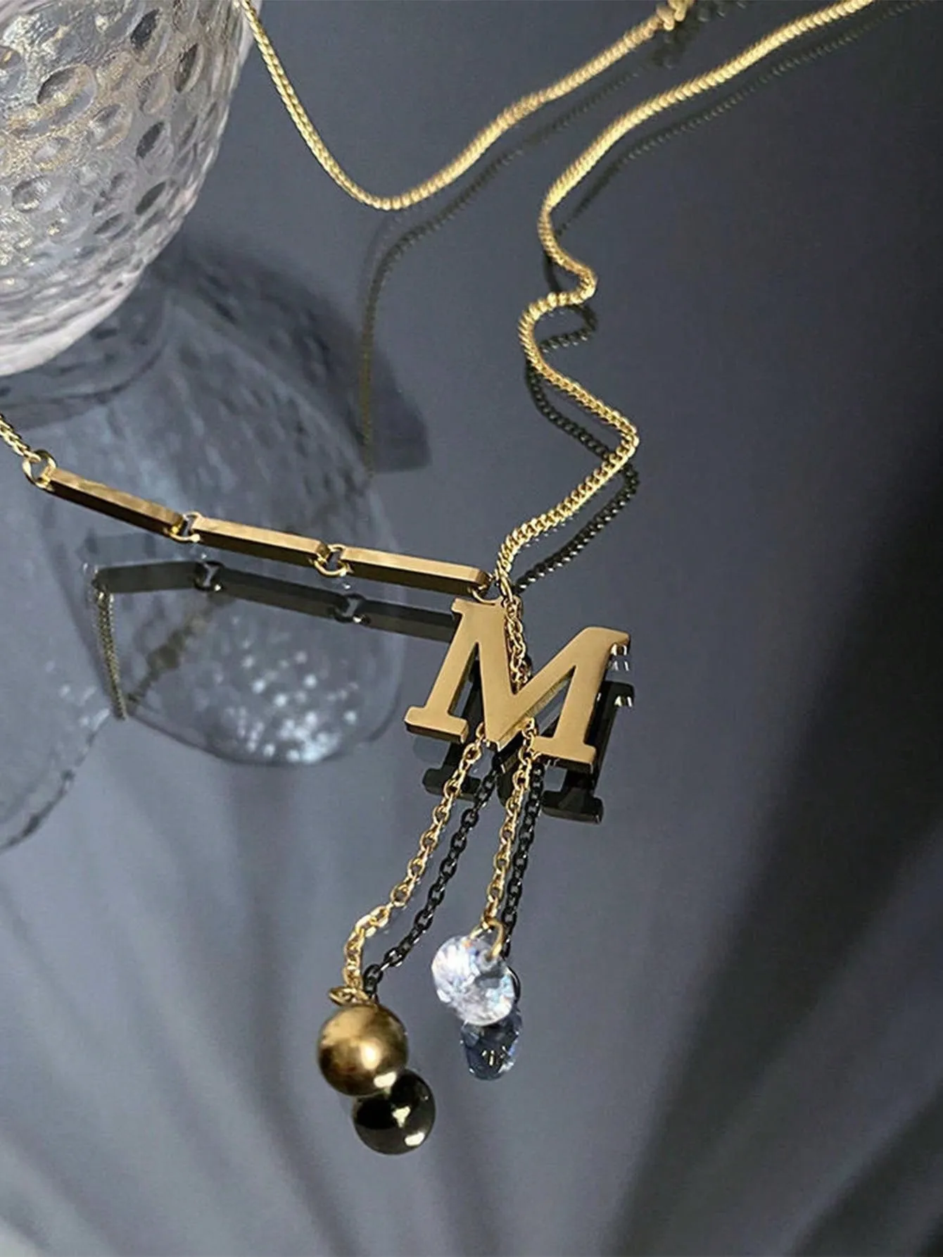 1pc Stainless Steel Letter Pendant Titanium Steel Women's Clavicle Chain With Unique Designer Style