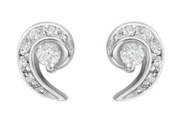 2/11 Carat Diamond Swirl 14K White Gold Earrings