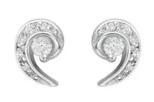 2/11 Carat Diamond Swirl 14K White Gold Earrings