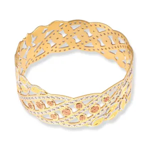 22ct Gold Bangle in Flower Pattern with Rose Gold & White Gold Rhodium Plate Finish B-8560
