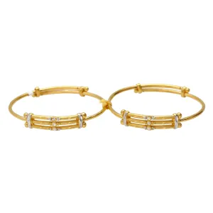 22K Yellow & White Gold Fenced Baby Bangles