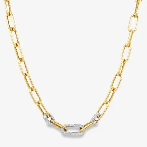 3 Pave Link Diamond Paperclip Necklace