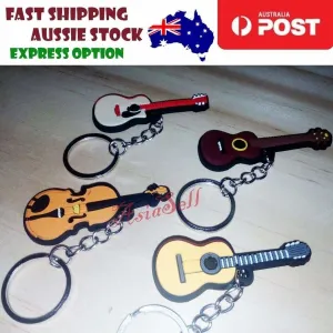 4pcs New Guitar Keychain PVC Musical Instrument Violin Key Chains Rings Keyrings Pendant Tag