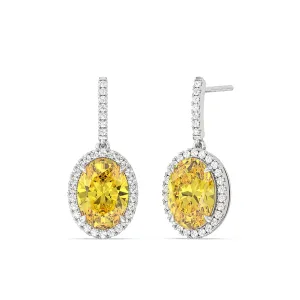 8 Ct Pair Fancy Deep Yellow Halo Drop Earrings