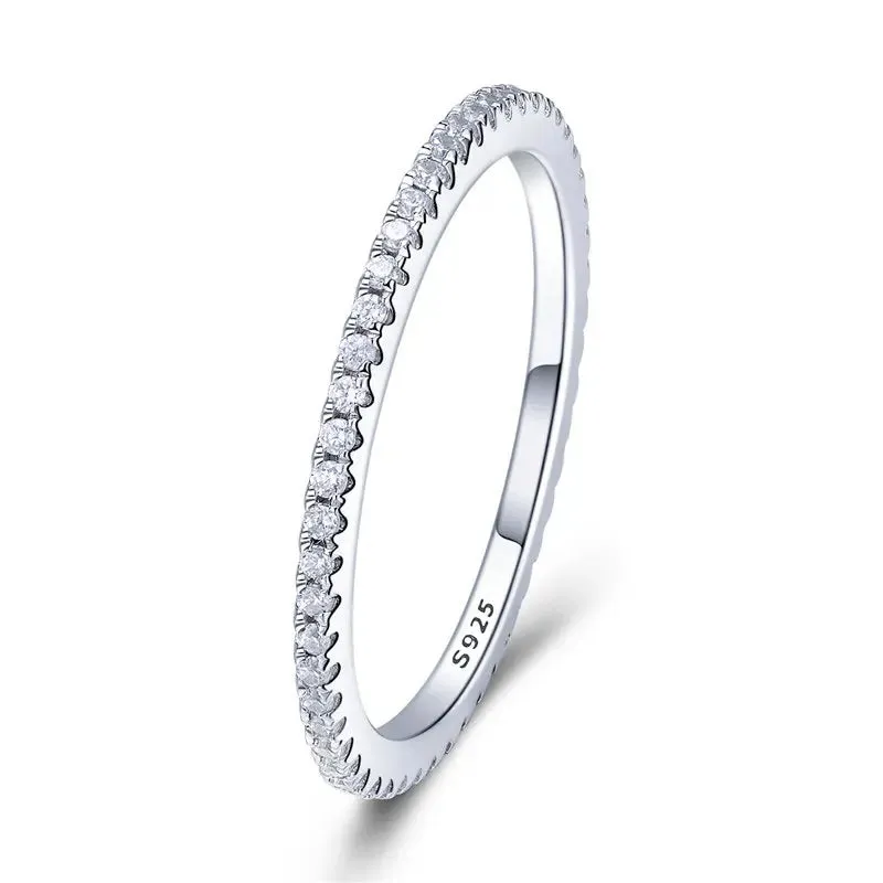 925 Sterling Silver Diamond Stackable Ring