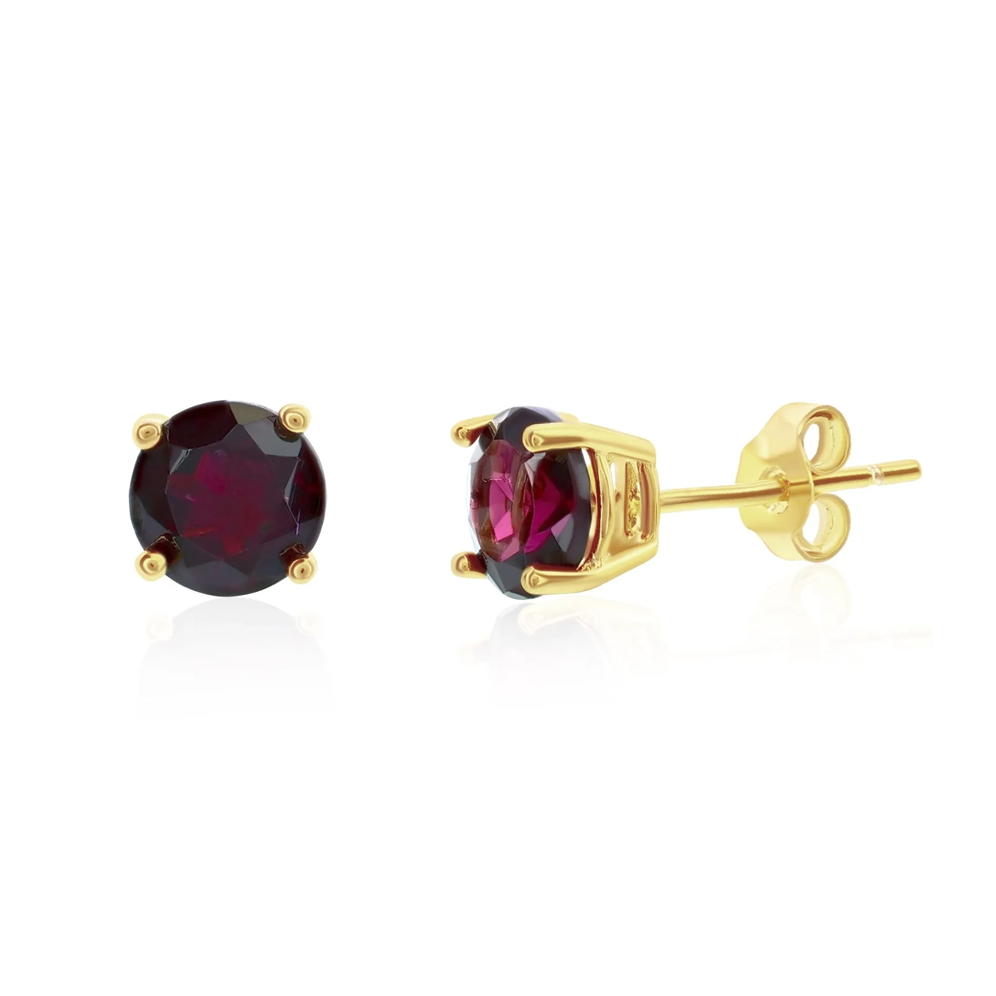 925 Sterling Silver Garnet Stud Earrings by Donatello Gian