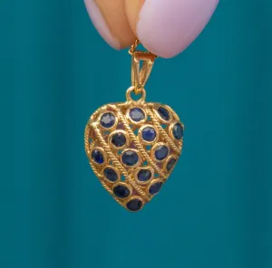 9ct Gold Ruby Sapphire Heart Charm